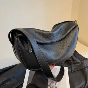 Women'S Genuine Leather Black Crossbody Bag